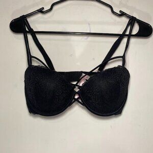 PINK Victoria's Secret Black Lace Date Push-Up Bra